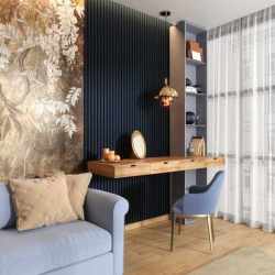 Riflaj MDF decorativ LDA PREMIUM de tip Panou Acustic, Indigo, 260x40 cm