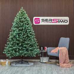 Brad artificial Sersimo, Hollandia, verde cu varfuri argintii, integral 3D, 210 cm