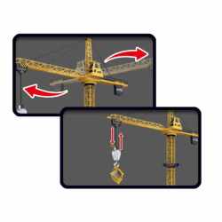 Macara construction RC pentru copii, 128 cm, cu lumini, sunete si accesorii incluse