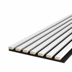 Riflaj MDF decorativ LDA PREMIUM de tip Panou Acustic, Alb Mat, 260x40 cm