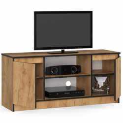 Comoda TV cu 2 usi si o polita, PAL laminat 16 mm, 120x40x55 cm, stejar craft