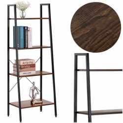 Etajera cu 4 rafturi, metal si MDF, stil industrial, 56x34x138 cm, maro inchis si negru