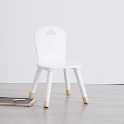 Scaunel Atmosphera Douceur pentru copii, cu spatar, MDF si lemn de pin, 30x30x50 cm, alb