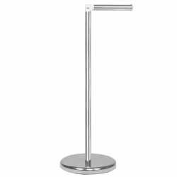 Suport hartie igienica 2 in 1 cu tija mobila, 68.5cm, argintiu