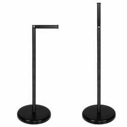 Suport hartie igienica 2 in 1 cu tija mobila, 68.5cm, negru