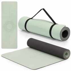 Saltea yoga antiderapanta din TPE, 183x61x0.6 cm, cu curea transport, verde