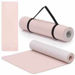 Saltea fitness antiderapanta din TPE, 183x61x1 cm, cu curea transport, roz