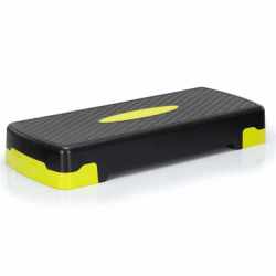 Stepper aerobic, ajustabil in 3 trepte, antiderapant, maxim 350 kg, 68x29x20 cm, negru si verde