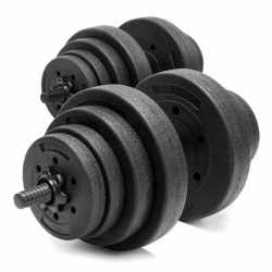 Set gantere reglabile 30 kg (2 x 15 kg), discuri cu invelis PP, negru