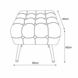Taburet tapitat Quadra, velur, cu picioare metalice, 40x40x42 cm, roz pudra
