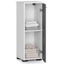 Dulap de baie tip baza, cu usa reversibila si raft interior, PAL 16 mm, 30x30x85 cm, alb si gri