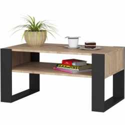 Masuta de cafea Domi cu raft inferior, blat laminat, 92x50x45 cm, stejar sonoma si negru