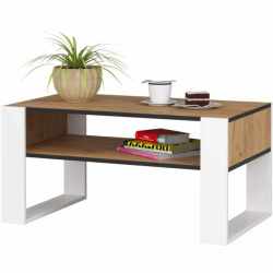 Masuta de cafea Domi cu raft inferior, blat laminat, 92x50x45 cm, stejar craft si alb