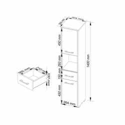 Dulap baie tip coloana cu 2 usi, 1 sertar si rafturi interioare, PAL laminat, 30x30x140 cm, stejar sonoma si alb