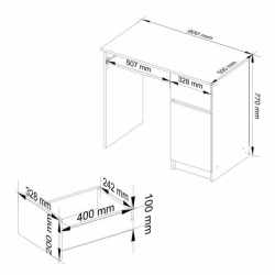 Birou computer PIKSEL, cu sertar, dulap si raft pentru tastatura, dreapta, 90x50x77 cm, stejar sonoma