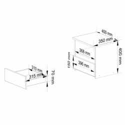 Noptiera cu 1 sertar, PAL laminat 16mm, 40x35x40 cm, stejar artisan si gri