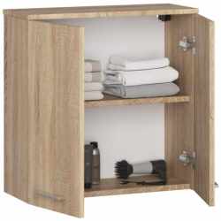 Dulap baie suspendat, cu 2 usi si 1 raft interior, PAL 16 mm, 60x23x60 cm, stejar sonoma
