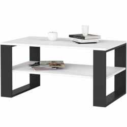 Masuta cafea ALEX cu raft inferior, PAL laminat, 92x53x45 cm, alb si negru