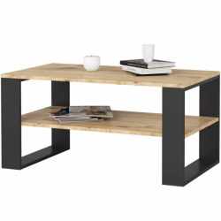 Masuta cafea ALEX cu raft inferior, PAL laminat, 92x53x45 cm, stejar artisan si negru