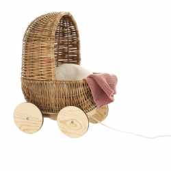 Carucior retro din rachita pentru papusi, Egmont Toys