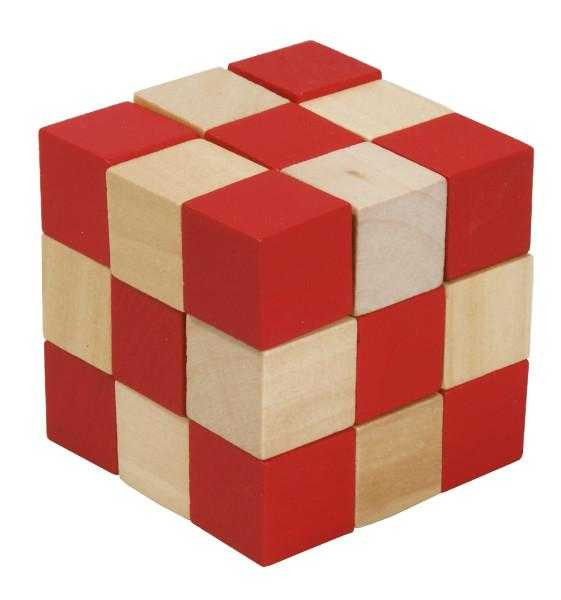 Joc logic IQ 3D Puzzle Cub natur-rosu