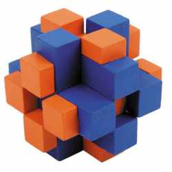 Joc logic IQ din Puzzle 3D Cub cross colorat, Fridolin