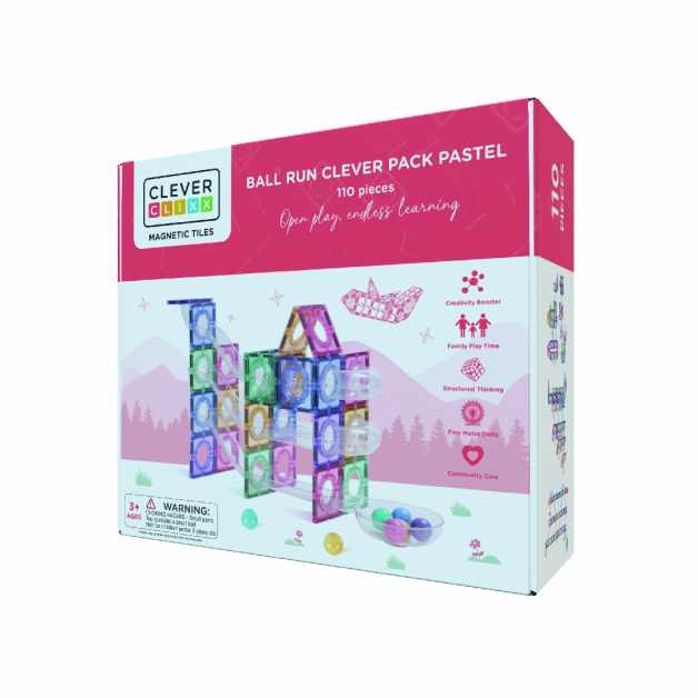 Joc magnetic Circuit pastel cu bile - 110 Piese