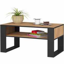Masuta de cafea Domi cu raft inferior, blat laminat, 92x50x45 cm, stejar craft si negru