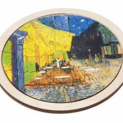 Puzzle arta rotund din lemn Cafe de Nuit, Fridolin