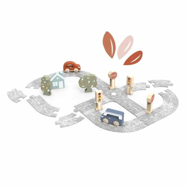 Puzzle cu pista din fetru si masinute