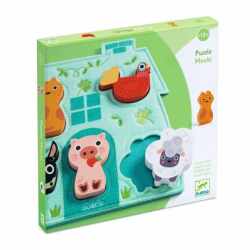 Puzzle din lemn cu baza din fetru, Djeco