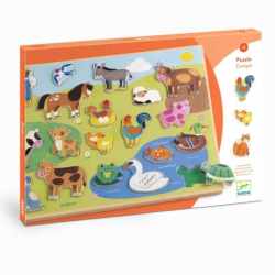 Puzzle din lemn Ferma, Djeco