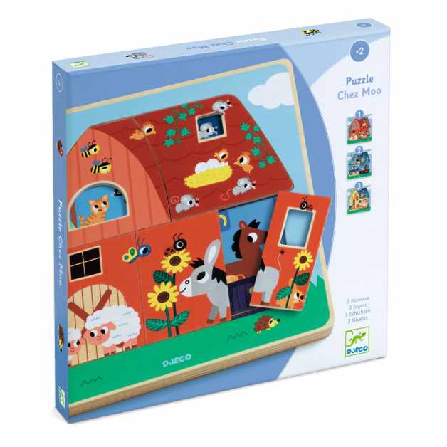 Puzzle straturi Animale de la ferma