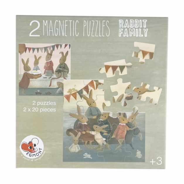 Set 2 puzzle-uri magnetice Familia iepurasilor