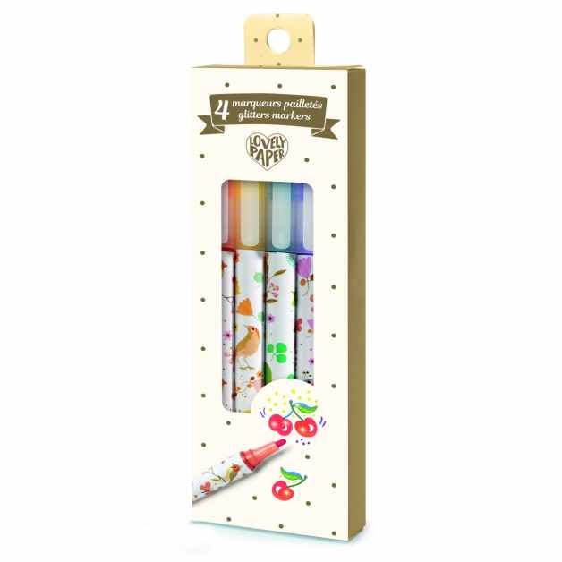 Set 4 markere cu sclipici Tinou