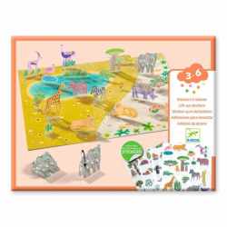 Set creativ de stickere reutilizabile Animale, Djeco