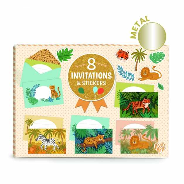 Set de invitatii cu animale din jungla