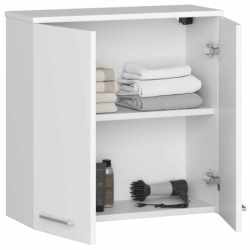 Dulap baie suspendat, cu 2 usi si 1 raft interior, PAL 16 mm, 60x23x60 cm, alb