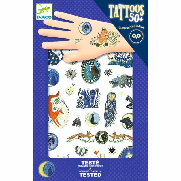 Tatuaje temporare fosforescente Animale nocturne