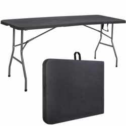 Masa dreptunghiulara pliabila multifunctionala, 1.8 m x 0.75 m x 0.75 m, neagra