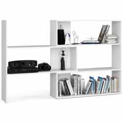 Etajera de colt pentru carti si decoratiuni, cu 3 rafturi, PAL laminat 16 mm, 174x30x109 cm, alb