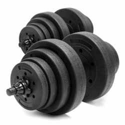 Set gantere si bara ajustabila 20 kg, 12 discuri, conector metalic cu spuma, negru