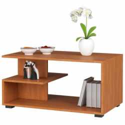Masuta de cafea Vini pe roti, cu raft inferior si blat din PAL laminat, 90x51x40 cm, maro arin