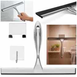 Racleta pentru baie din inox cu suport adeziv, lama 25 cm, finisaj lucios argintiu