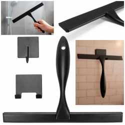 Racleta pentru baie din inox cu suport adeziv, lama 25 cm, finisaj mat negru