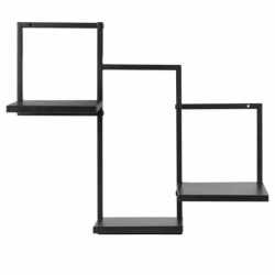 Raft de perete cu 3 polite din MDF si cadru metalic, 58x21x50 cm, negru