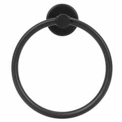 Suport metalic tip inel pentru prosop, inox cu finisaj mat, diametru 17 cm, accesorii montaj incluse, negru