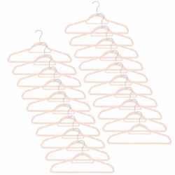 Set de 20 de umerase pentru haine, din velur, cu carlig rotativ, 45x23 cm, roz
