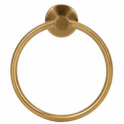 Suport metalic tip inel pentru prosop, inox cu finisaj lucios, diametru 17 cm, accesorii montaj incluse, auriu