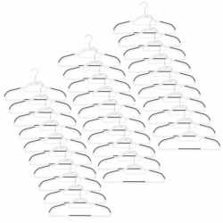 Set de 30 de umerase antiderapante pentru haine, din PE, cu carlig metalic rotativ, 41 cm, alb si gri